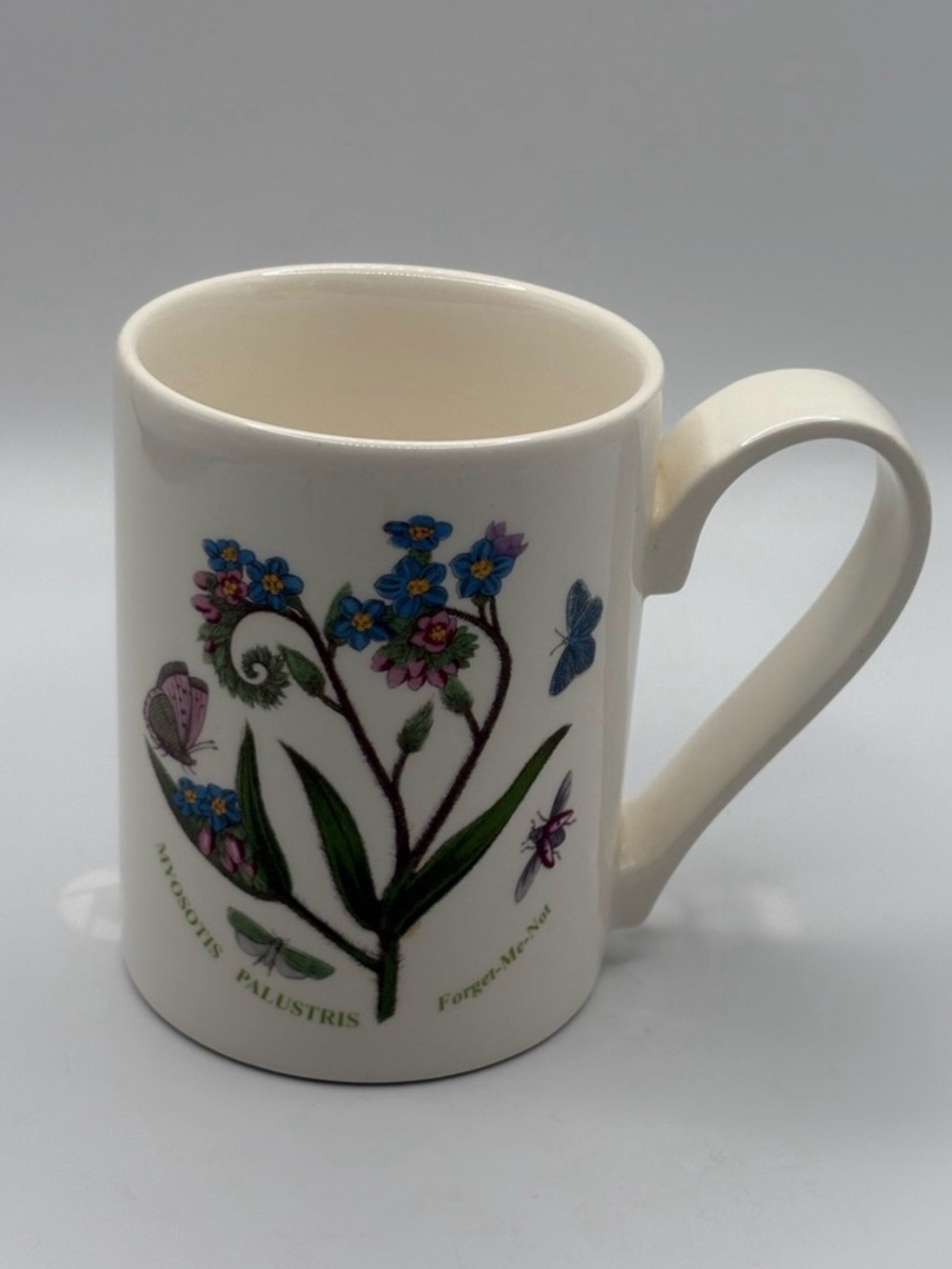 Portmeirion Botanic Garden Coffee Tea Mug Cup "Forget-Me-Not" Butterflies 10 Ozs